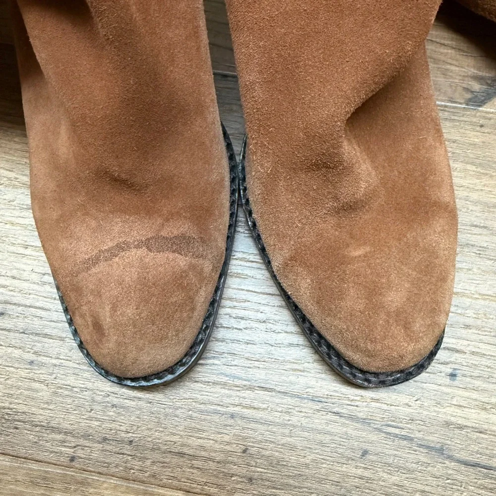 Jeffrey Campbell 10‎ Raylan Boots Brown Suede Over Knee Block Heel Boho Festival
